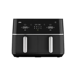 قلاية هوائية براون TwinCook 5 TD5030I أسود بسعة 10 لتر بسلتين مزدوجتين، شاشة رقمية وتحكم ذكي، طهي صحي بدون زيت أو بكمية قليلة، مثالية للقلي والشوي وإعداد وجبتين في نفس الوقت بكفاءة عالية وسرعة