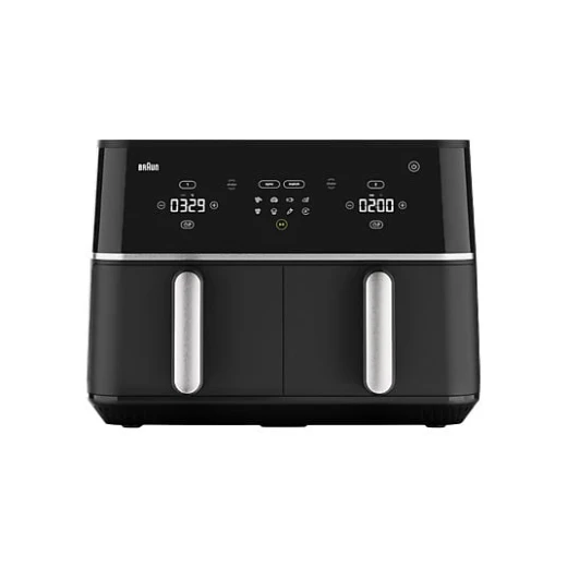 قلاية هوائية براون TwinCook 5 TD5030I أسود بسعة 10 لتر بسلتين مزدوجتين، شاشة رقمية وتحكم ذكي، طهي صحي بدون زيت أو بكمية قليلة، مثالية للقلي والشوي وإعداد وجبتين في نفس الوقت بكفاءة عالية وسرعة