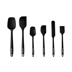 Karaca Lively Kitchen Utensil Set 6 Piece Black Silicone Heat Resistant Non Stick Cooking Tools with Storage Holder Perfect for Everyday Kitchen Use and Easy to Clean