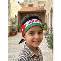 Jordan Flag Headband Bandana with Jordan Print Red Text, 6.5cm Width 83cm Length, soft stretch unisex accessory, patriotic head scarf ideal for national events celebrations, durable high quality with long lasting colors