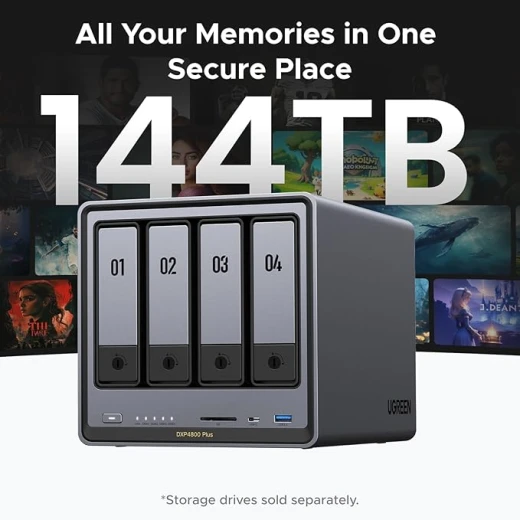 خادم تخزين UGreen NASync DXP4800 Plus للمبتدئين، 4 فتحات، سعة 136 تيرابايت كحد أقصى - يوجرين - Image 2