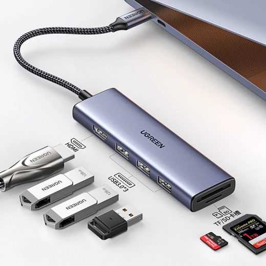 محول يو جرين CM511 USB-C إلى HDMI مع 3 منافذ USB-A 3.0 وقارئ بطاقات SD/TF محول يو جرين CM511 USB-C إلى HDMI مع 3 منافذ USB-A 3.0 وقارئ بطاقات SD/TF
