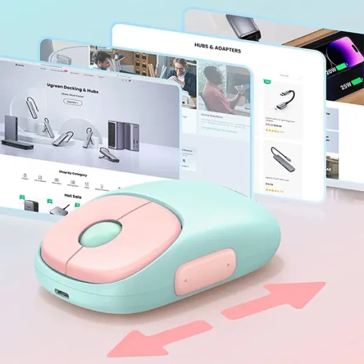 فأرة يو جرين MU102 FUN+ لاسلكية بتقنية البلوتوث 2.4 جيجاهرتز وردية قابلة لإعادة الشحن - يوجرين - Image 4