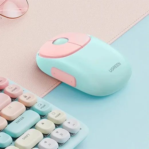 فأرة يو جرين MU102 FUN+ لاسلكية بتقنية البلوتوث 2.4 جيجاهرتز وردية قابلة لإعادة الشحن