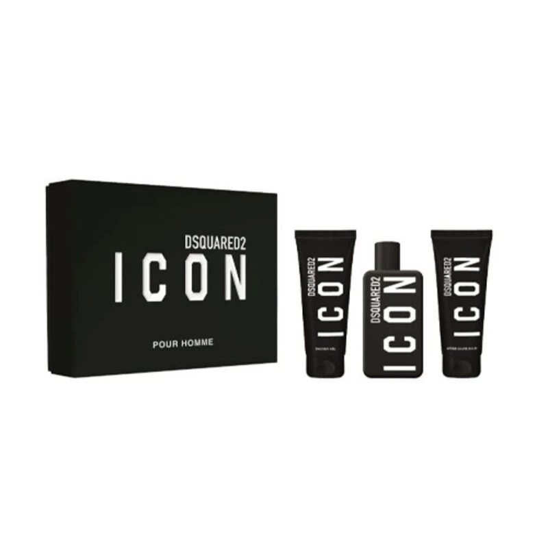 Dsquared2 Icon Pour Homme Eau de Parfum 3-Piece Gift Set for Men from Dsquared2 – luxury woody aromatic fragrance with fresh citrus and spice notes, includes shower gel and aftershave balm, perfect for gifting and daily wear. - Dsquared2