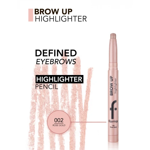 فلورمار قلم هايلايتر للحواجب Brow Up رقم 002 روز غولد – قلم لإبراز ورفع الحواجب بلمسة وردية ذهبية ناعمة، بتركيبة تدوم طويلاً تساعد على تحديد وإضاءة منطقة الحواجب لمظهر طبيعي ومشرق - Image 4