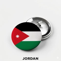Jordan National Flag Circular Pin Badge 2 Inch / 50mm – Lightweight Stylish National Badge for Clothes, Bags and Caps, Perfect for National Events, Sports Matches and Jordan Fans Supporters