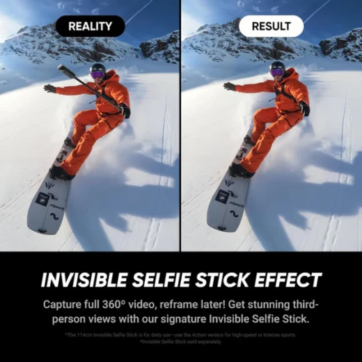 كاميرا الأكشن Insta360 X5 بتصوير 360 درجة ودقة 8K، مع مستشعرين مزدوجين 1/1.28 بوصة، تثبيت متطور للصورة، تصميم مقاوم للماء، لون أسود منتصف الليل - انستا 360 - Image 12