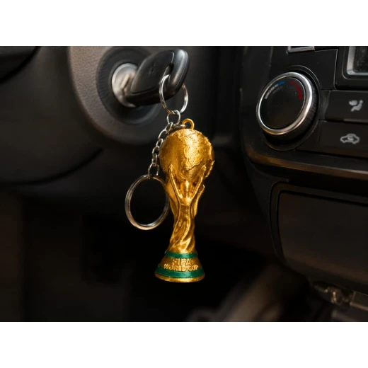 ميدالية كأس العالم بتصميم ثلاثي الأبعاد – سلسلة مفاتيح لمحبي كرة القدم والهدايا الرياضية – تصميم ذهبي أنيق وخفيف للاستخدام اليومي - كرتونة - Image 2