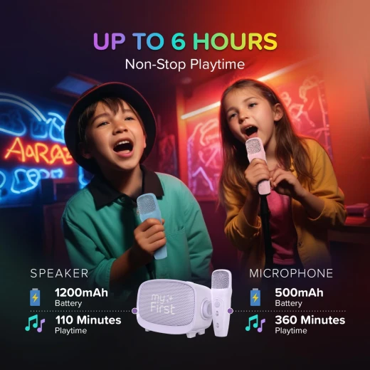 myFirst Voice 2 Kids Karaoke Machine – Wireless Microphone, Purple, Portable Karaoke Speaker for Kids, Fun Singing and Music Experience, Easy Controls, Safe and Child-Friendly Design, Perfect for Home Entertainment and Parties - myFirst - Image 7