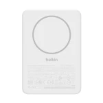 بنك طاقة Belkin BoostCharge مغناطيسي 5000 مللي أمبير في الساعة، شاحن محمول نحيف، أبيض - بيلكين
