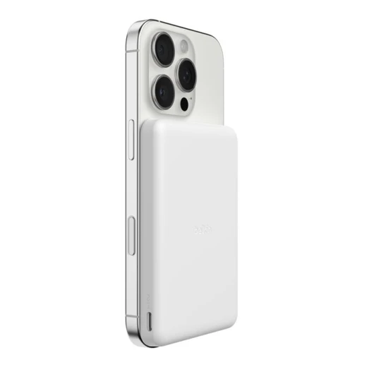 بنك طاقة Belkin BoostCharge مغناطيسي 5000 مللي أمبير في الساعة، شاحن محمول نحيف، أبيض - بيلكين - Image 5