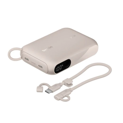 بنك طاقة بيلكن بوست تشارج 10K مع شاشة رقمية، 20 واط USB-C، رملي بنك طاقة بيلكن بوست تشارج 10K مع شاشة رقمية، 20 واط USB-C، رملي