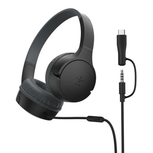 سماعات رأس سلكية للأطفال من بيلكن ساوند فورم ميني أسود مع دونجل USB C سماعات رأس سلكية للأطفال من بيلكن ساوند فورم ميني أسود مع دونجل USB C