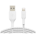 كابل Belkin Boost Charge مضفر USB-C إلى USB-A بطول 3 أمتار أبيض للشحن السريع - بيلكين