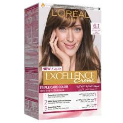 L'Oréal Paris Excellence 6.1 Deep Dark Ash Blonde Permanent Hair Color, Multi-Protecting, 1 Application