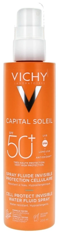 Vichy Capital Soleil Cell Protect SPF50+ Sunscreen Spray 200ml, UVA/UVB Protection - Vichy