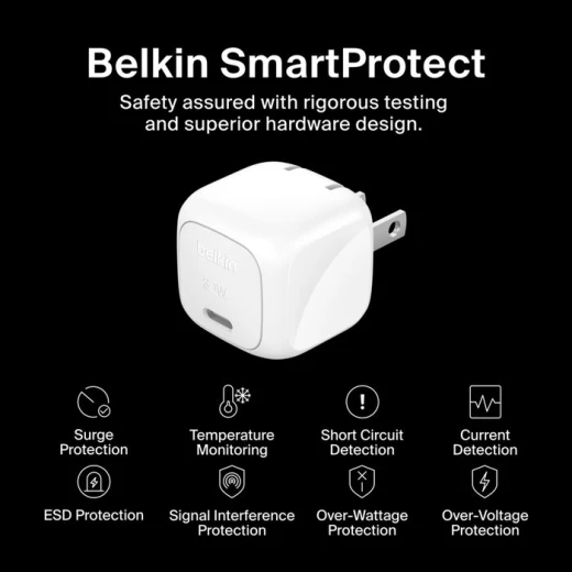 شاحن حائط بلكين 30 واط USB-C، شحن سريع لأجهزة iPhone و Samsung و iPad و AirPods، أبيض - بيلكين - Image 7