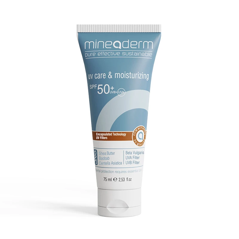 كريم واقي شمس يو في كير مرطب SPF50+ بحجم 75 مل للحماية من أشعة UVA وUVB مع ترطيب يومي ومقاومة علامات الشيخوخة وتركيبة خفيفة سريعة الامتصاص للوجه والجسم - مينيديرم