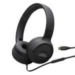 سماعات أذن JBL Tune 520C سلكية بمنفذ USB-C تصميم فوق الأذن مشغلات 40 ملم ملاءمة مريحة اللون الأسود مثالية للموسيقى والمكالمات