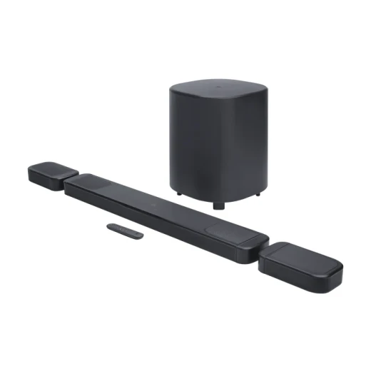نظام مكبرات الصوت JBL Bar 1000MK2 الغامر مع مكبرات صوت محيطية قابلة للفصل وتقنية MultiBeam، صوت 7.1.4 قناة، لون أسود، مثالي لأجهزة التلفزيون الكبيرة نظام مكبرات الصوت JBL Bar 1000MK2 الغامر مع مكبرات صوت محيطية قابلة للفصل وتقنية MultiBeam، صوت 7.1.4 قناة، لون أسود، مثالي لأجهزة التلفزيون الكبيرة