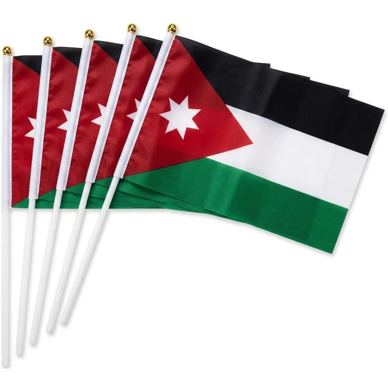 علم يدوي صغير الأردن مقاس 20×28 سم – علم مصغر عالي الجودة للمناسبات والتشجيع - نوت بوكس