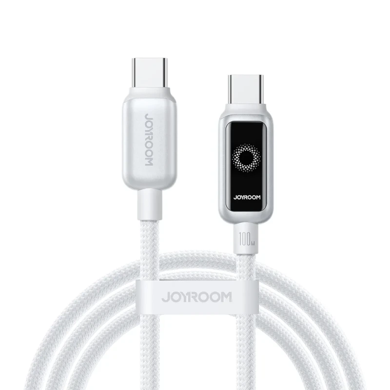 كيبل شحن سريع من جوي روم USB C إلى USB C بقوة 100 واط أبيض 1.2 متر - جوي روم