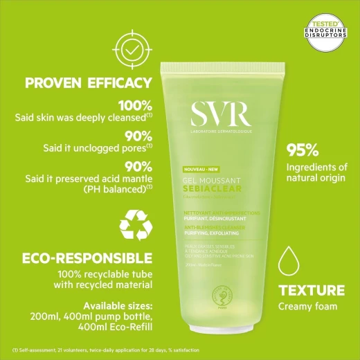SVR Sebiaclear Foaming Gel 200ml for Oily and Combination Skin Cleanser - SVR - Image 2