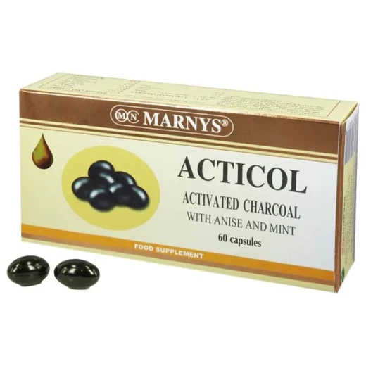 Marnys Neocarbon 60 Capsules Digestive Aid for Excess Gas Relief with Activated Charcoal Marnys Neocarbon 60 Capsules Digestive Aid for Excess Gas Relief with Activated Charcoal