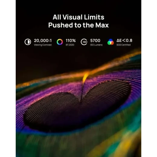 بروجكتور إكس جيمي Horizon 20 Max بدقة 4K UHD ليزر RGB ثلاثي وسطوع 5700 ISO Lumens مع Dolby Vision وHDR10+ وIMAX Enhanced ونظام Google TV ودعم WiFi 6 وBluetooth 5.2 وسعة تخزين 128 جيجابايت وتجربة سينما منزلية حتى 300 بوصة - إكس جيمي - Image 5