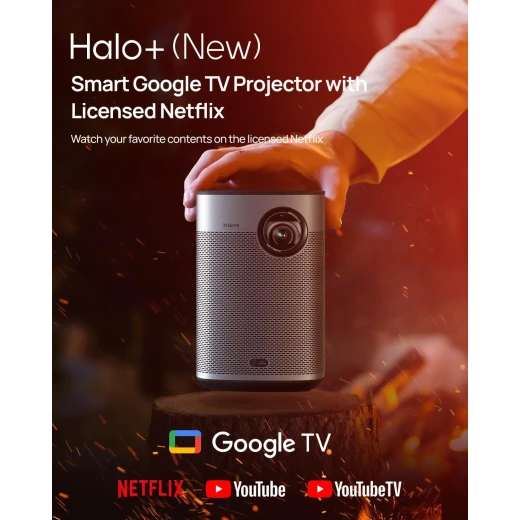إكس جيمي Halo+ بروجكتور محمول بدقة 1080P Full HD LED DLP وسطوع 700 ISO Lumens مع نظام Android TV ودعم HDR10 وHLG وChromecast وبلوتوث 5.0 وWiFi وتصحيح تلقائي للانحراف وتركيز تلقائي وبطارية مدمجة وتجربة سينما منزلية حتى 200 بوصة وأداء ألعاب بزمن استجابة منخفض - إكس جيمي - Image 4