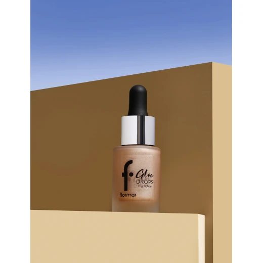 Flormar Glow Drops Highlighter 002 Sun Glow Liquid Shimmering Radiance 14ml: Achieve a Sun Kissed Glow with this Lightweight Formula for a Natural, Luminous Finish - Flormar - Image 5