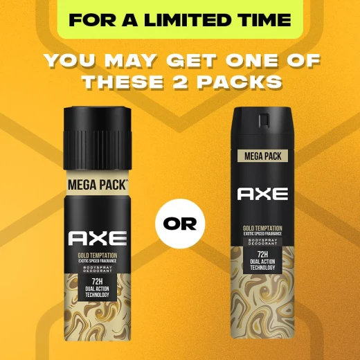 مجموعة بخاخ الجسم مزيل العرق AXE جولد تمبتيشن ودارك تمبتيشن للرجال، حماية طويلة الأمد من الروائح الكريهة، 215 مل و 150 مل - AXE - Image 3