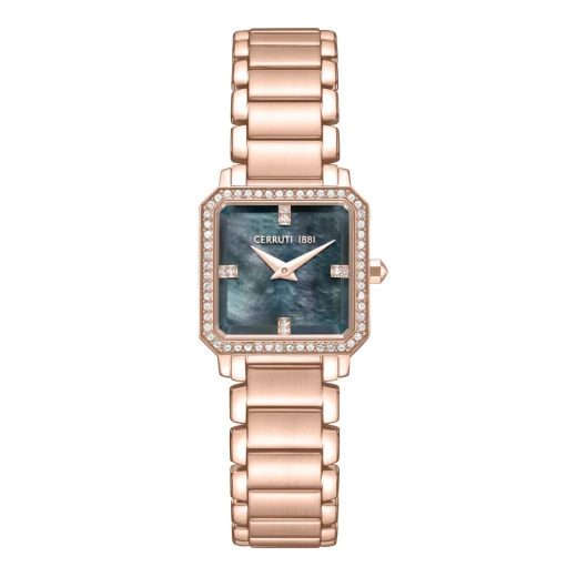 Cerruti 1881 Women's Rose Gold Swiss Made Quartz Movement Analog Wristwatch with Stainless Steel Band and Date Display