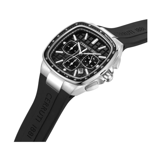Cerruti 1881 Classic Men's Watch CIWGO0050002 Silver Stainless Steel Black Silicone Sapphire Crystal Water Resistant 30m - Cerruti 1881 - Image 4