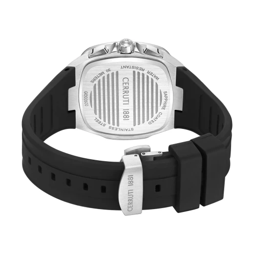 Cerruti 1881 Classic Men's Watch CIWGO0050002 Silver Stainless Steel Black Silicone Sapphire Crystal Water Resistant 30m - Cerruti 1881 - Image 3