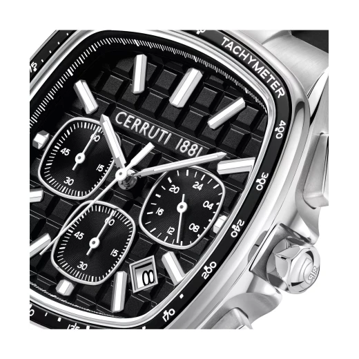 Cerruti 1881 Classic Men's Watch CIWGO0050002 Silver Stainless Steel Black Silicone Sapphire Crystal Water Resistant 30m - Cerruti 1881 - Image 5
