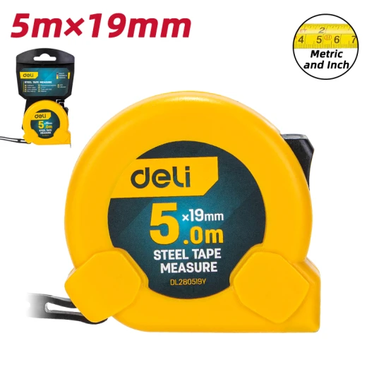 شريط قياس ديلي 5 أمتار × 19 ملم EDL280519Y، غلاف ABS، قبضة مطاطية - ديلي - Image 14