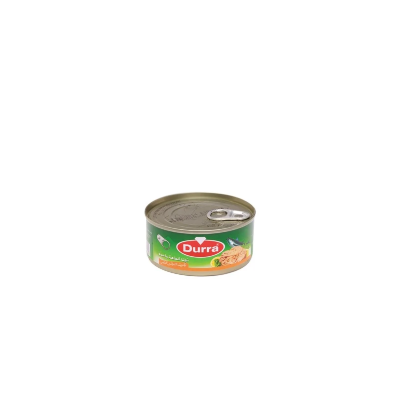 تونة دورا الطبيعية 160 جرام من التونة البيضاء الفاخرة المعلبة في زيت نباتي جاهزة للأكل للسلطات والسندويتشات والوجبات الغذائية المتكاملة - درة
