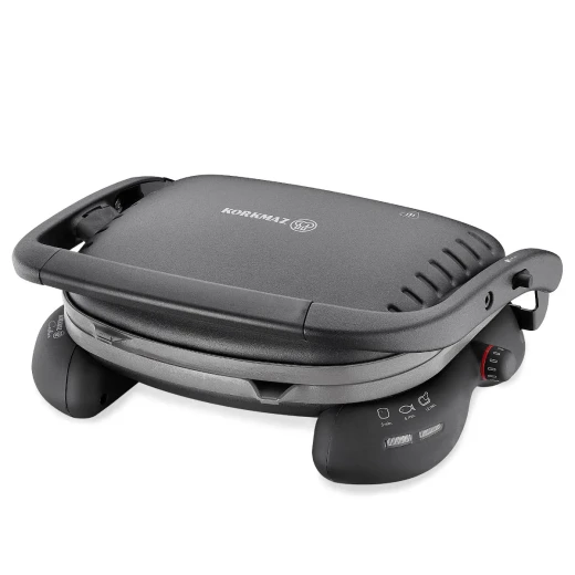 توستر كوكماز كاسترون أسود بشبكة من الحديد الزهر المطلي بالسيراميك بقوة 1800 واط للطهي والقلي متعدد الأغراض