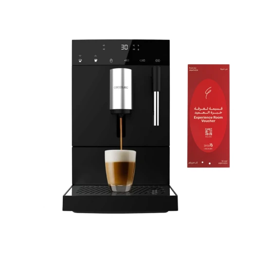 ماكينة قهوة Cecotec Cremmaet Compact Steam أوتوماتيكية 19 بار مع مطحنة حبوب مدمجة وتحضير إسبريسو وأمريكانو ونظام Thermoblock + هدية قسيمة حبوب قهوة من العميد