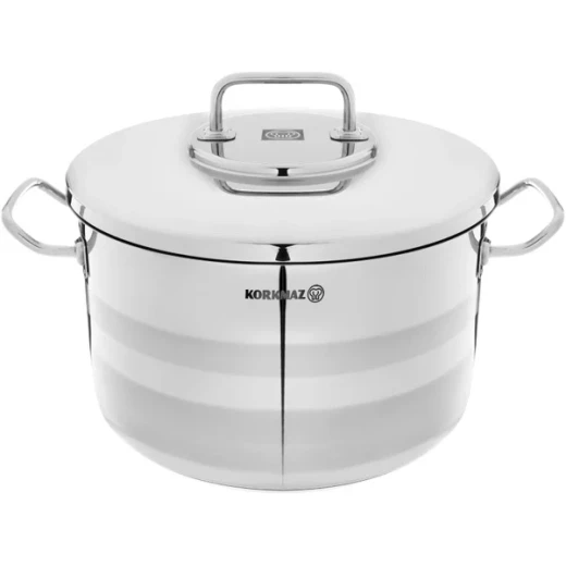 طقم أواني طهي كوركماز أسترا 2 من الستانلس ستيل 9 قطع فضي أساسيات مطبخ متينة للمنازل العصرية - كوركماز - Image 6