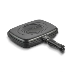 Korkmaz Rectangle Grill Granite Duplo Black 34x25 cm Double-Sided Pan with Silicone Seal and Magnetic Lock