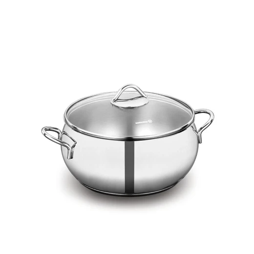 قدر ستانلس ستيل كوركماز تومبيك بغطاء زجاجي 22 سم 4.9 لتر متوافق مع الحث الحراري - كوركماز - Image 6
