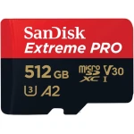 بطاقة SanDisk Extreme Pro microSDXC بسعة 512 جيجابايت UHS-I لأداء تطبيقات سريع وفيديو 4K UHD