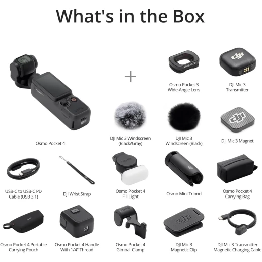 كاميرا جيمبال محمولة DJI Osmo Pocket 4 بمستشعر 1 بوصة CMOS بدقة 4K 240 إطارًا في الثانية مع ActiveTrack 7.0 ونطاق ديناميكي 14 توقفًا - دي جي آي - Image 4