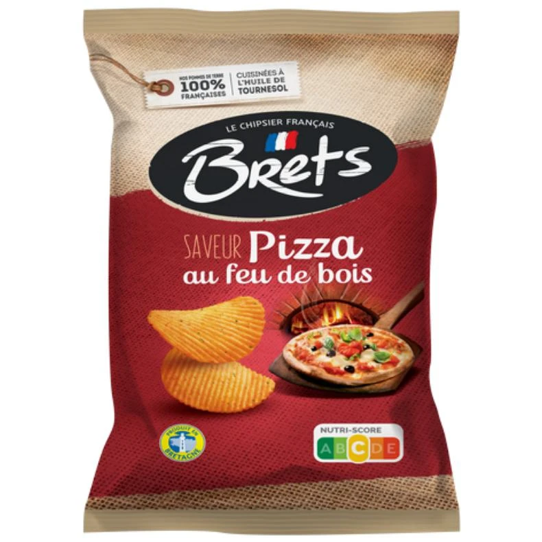 Brets Pizza Flavored Potato Chips 4.4 oz Pack Imported from France for Authentic European Snack Experience - Brets