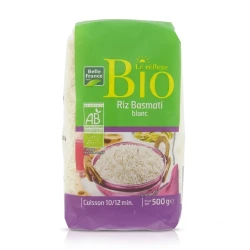 Belle France Organic White Basmati Rice 500g Premium Long Grain for Authentic Flavor