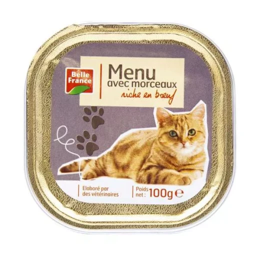 Belle France Menu For Cats Rich In Beef Wet Cat Food 100g Pack of 16