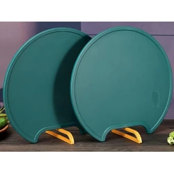 Whixant Round Green Double-Sided Cutting Board for Kitchen Use Food Grade PE+PP Material Non-Slip Handle Stand or Hang Storage 32cm x 8cm